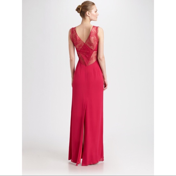 BCBCMaxAzria Red Lace Karey Long Dress - Picture 3 of 11